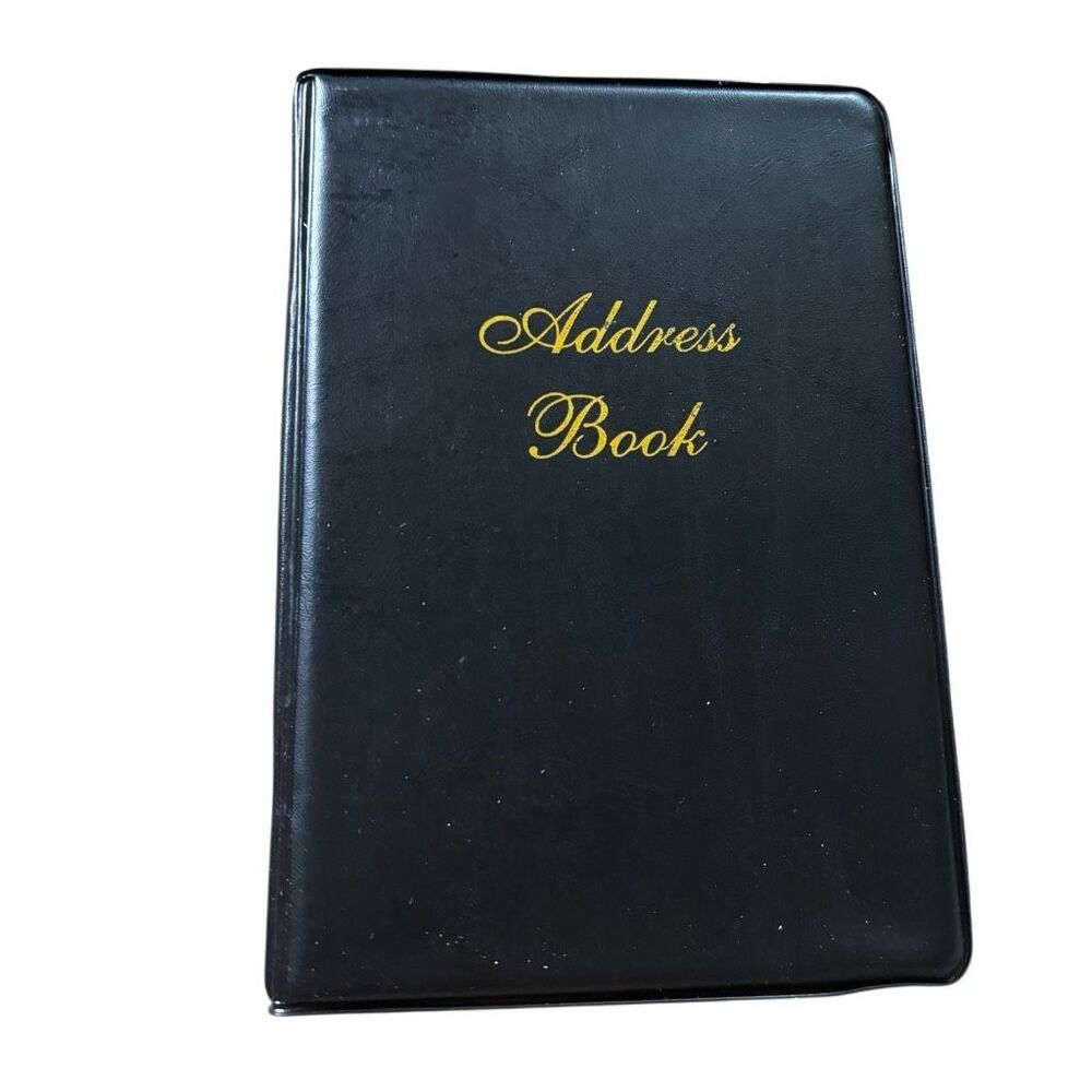 Desktop Address Book Black Leatherette Cover A-Z Alphabetical Tabs New in Box